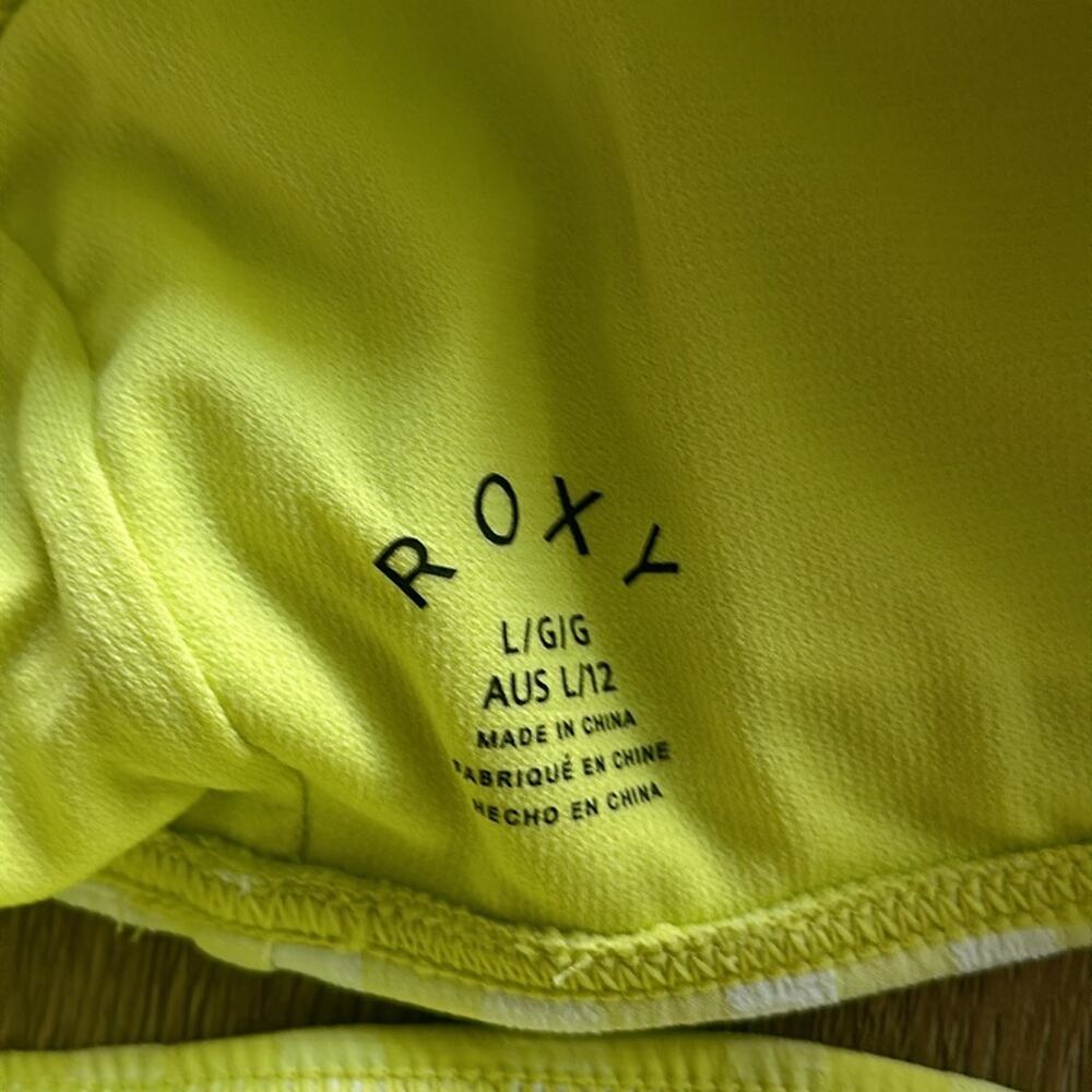 Roxy Beautiful Sun Bralette Bikini Top Yellow & White Gingham Large - Picture 3 of 5